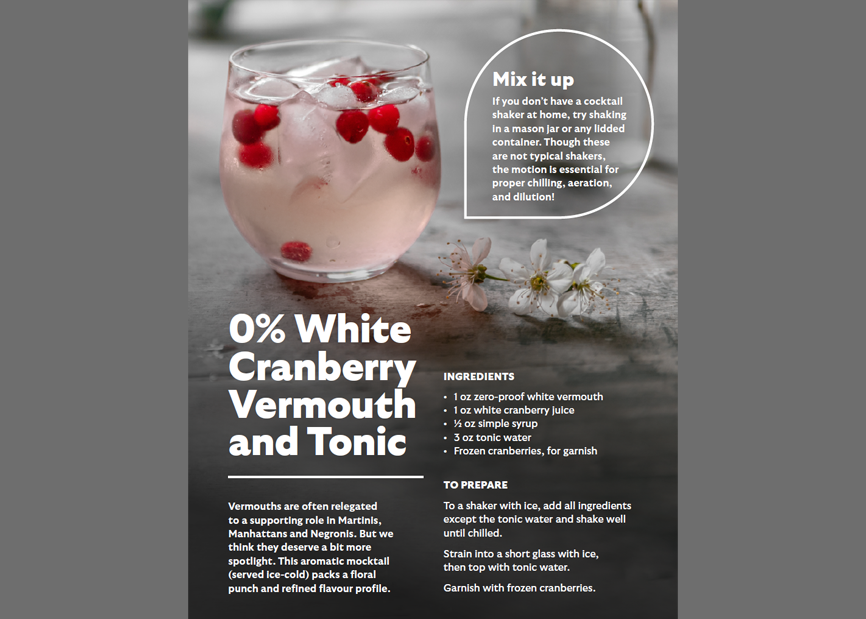 0% White Cranberry Vermouth and Tonic Recipe