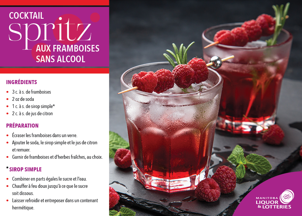 Cocktail Spritz aux framboises sans alcool 
