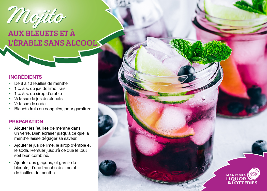 Mojito aux bleuets et à l’érable sans alcool 