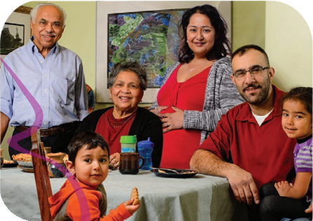 Family at dining room table